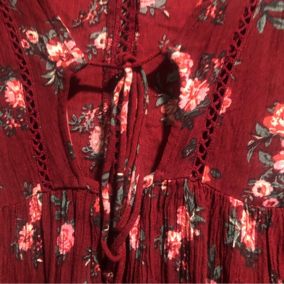 En Creme 100% Rayon Floral Flare Sleeves Mini Dress Large - Picture 3 of 7